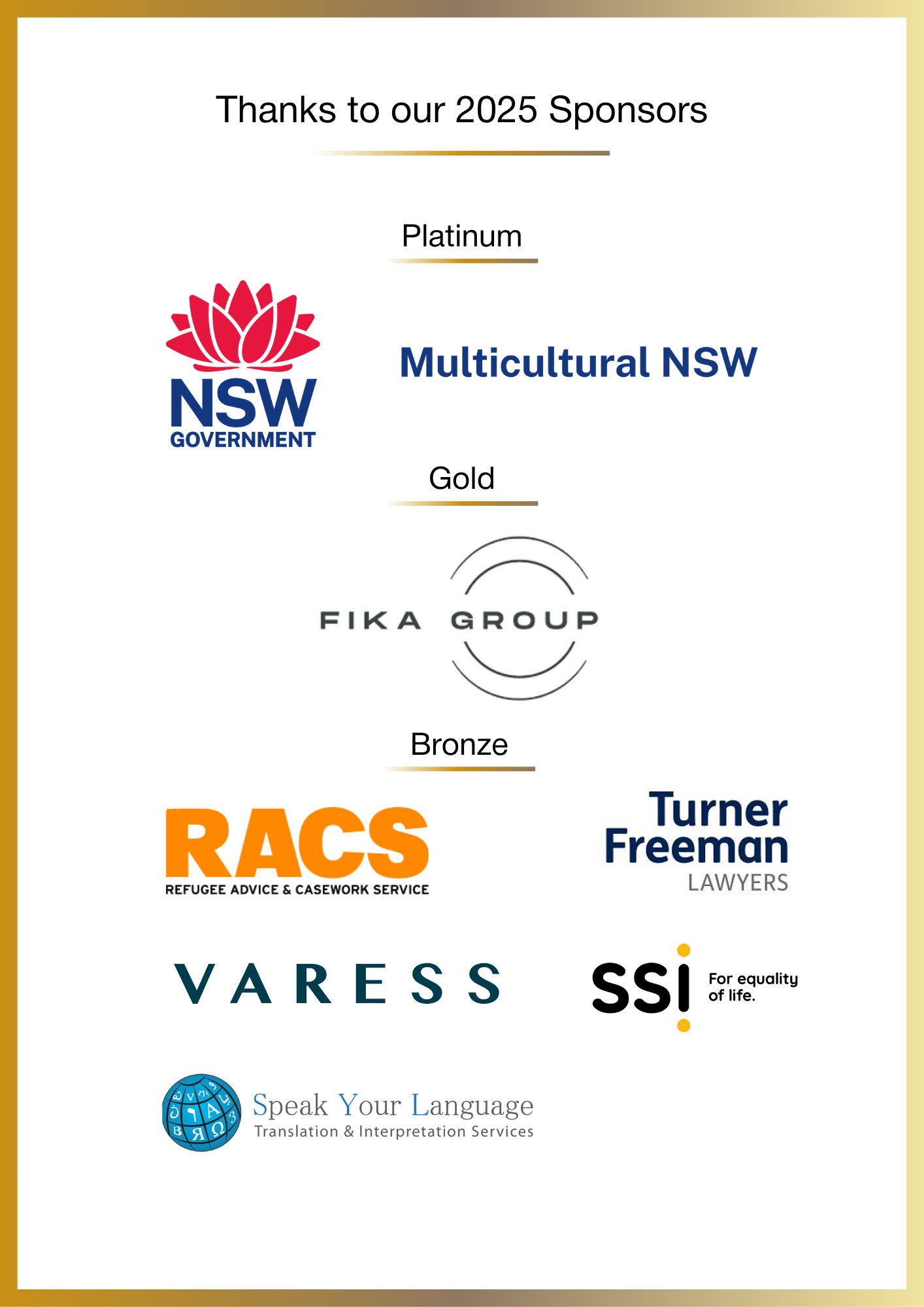 Refugee Ball Sponsors 2025